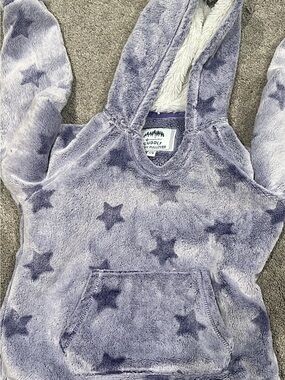 Cuddly Plush Hooded Kids Pullover in Lavender Star